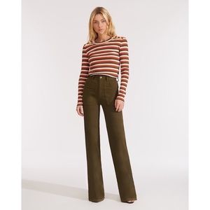 Veronica Beard Crosbie Wide-Leg High-Rise Pants in Army Green Size 28 $298.